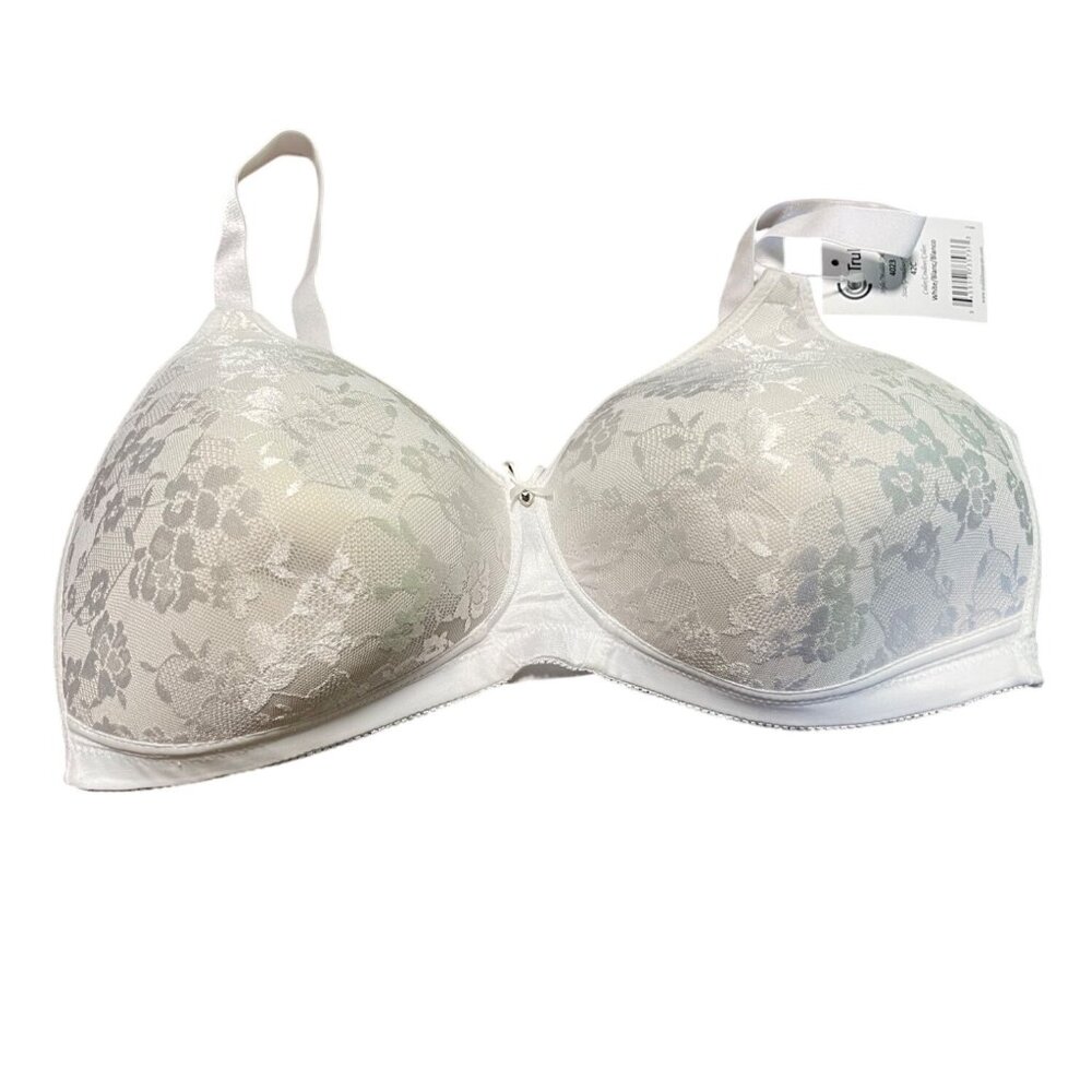 Trulife Breast are White Lace Bra Floral Size 42C Adj Closure Padded Wireless